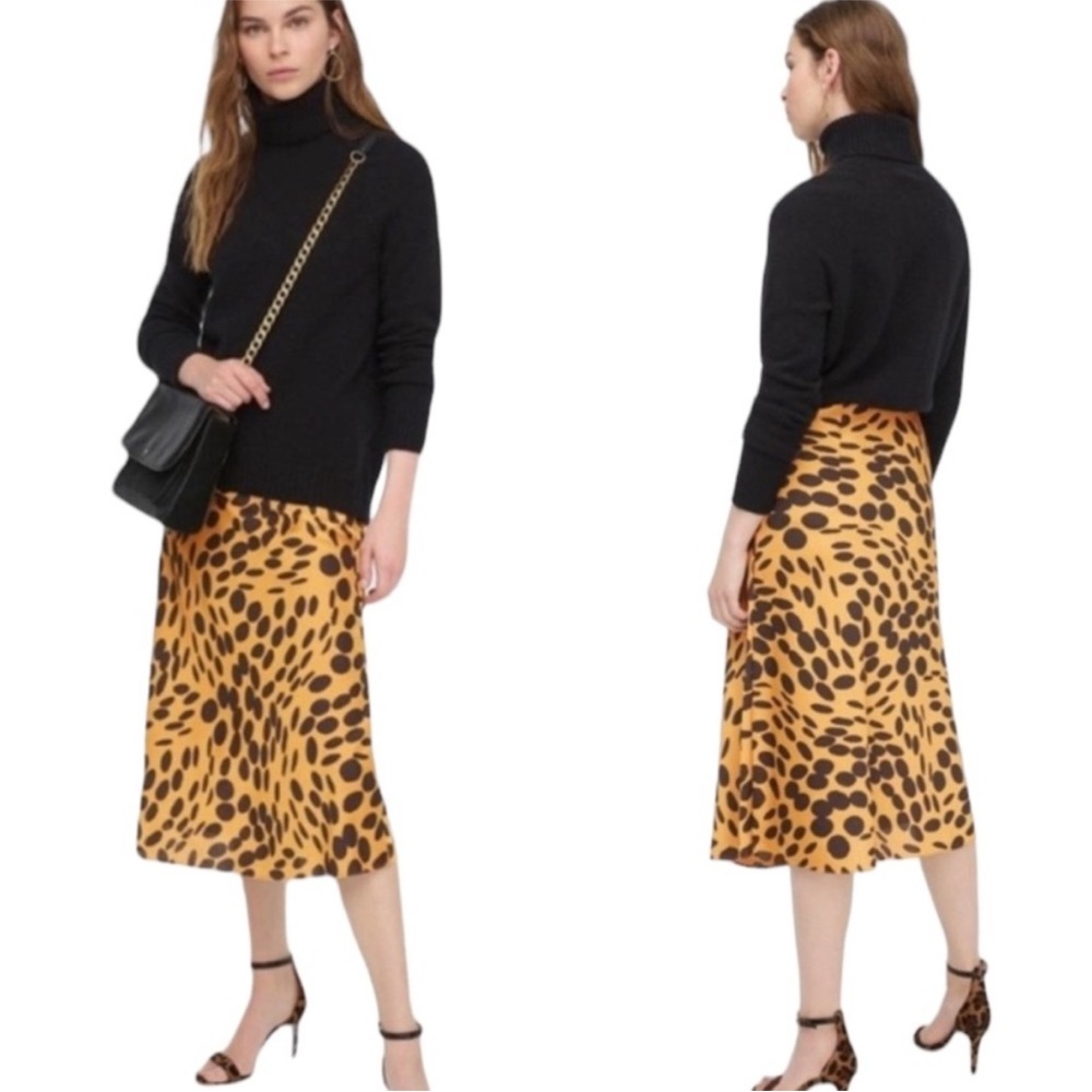 J Crew silk slip wavy dots print skirt